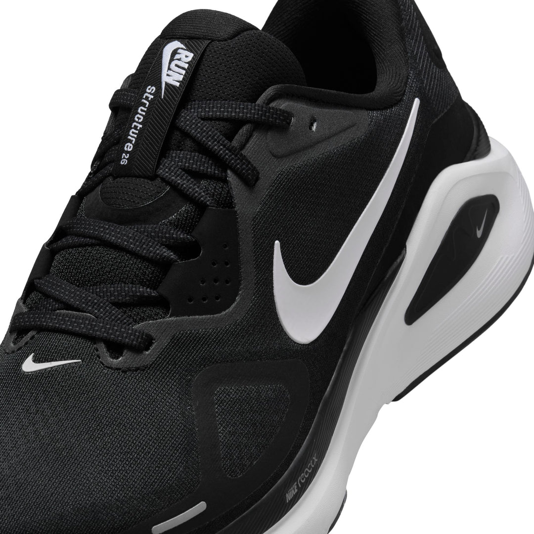 Nike Mens Structure 26 Wide - 2E Width - Black/White/Wolf Grey/Metallic Silver - Stability - SU26