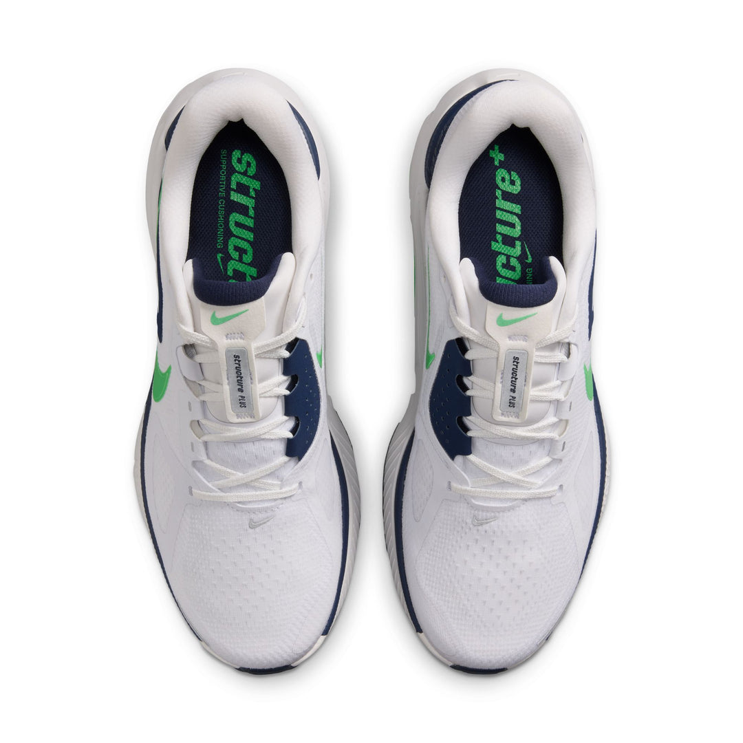 Nike Mens Structure Plus - White/Green Spark/Midnight Navy - Stability - SU26