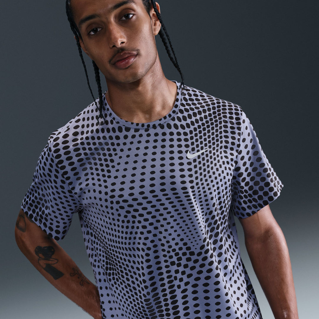 Nike Mens Dri-FIT Miler Print Tee - World Indigo/Reflective Silver