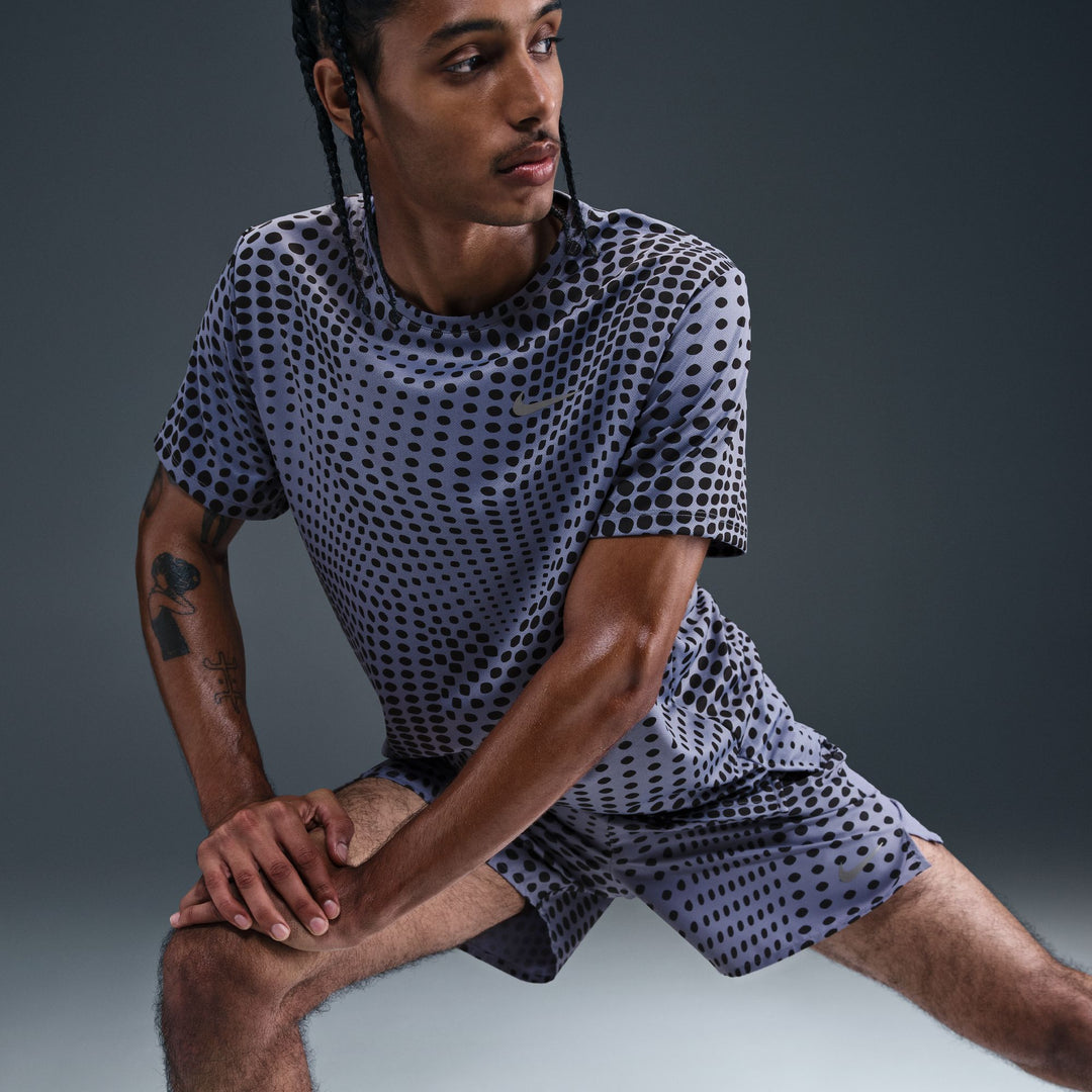 Nike Mens Dri-FIT Miler Print Tee - World Indigo/Reflective Silver