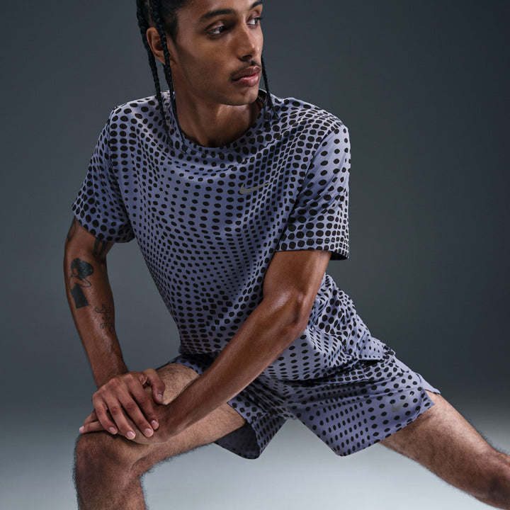 Nike Mens Dri-FIT Miler Print Tee - World Indigo/Reflective Silver