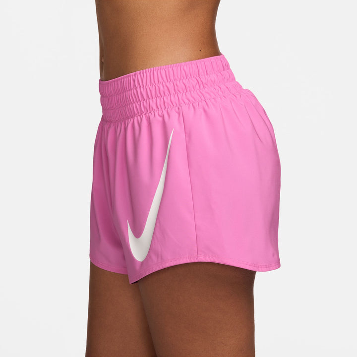 Nike One Women's Dri-FIT Mid-Rise 3" Brief-Lined Swoosh Short - Playful Pink/White