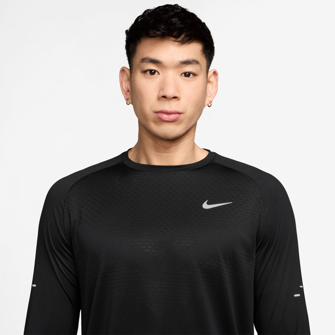 Nike Mens Dri-FIT Stride L/S Top - Black/Reflective Silver