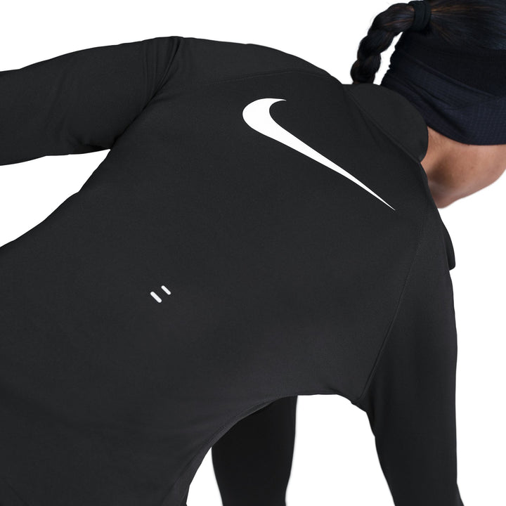 Haut Nike Dri-FIT 1/4 Zip L/S Swoosh pour Femme - Noir/Blanc