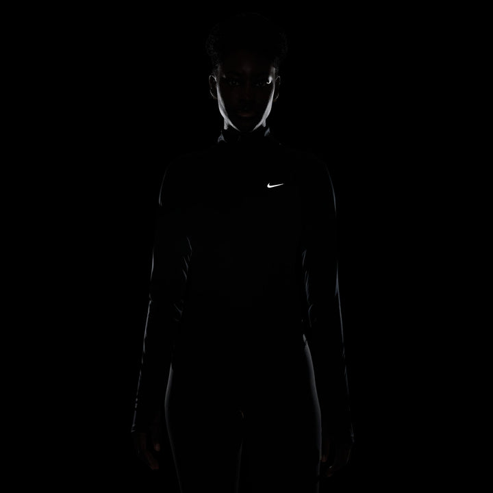 Haut Nike Dri-FIT 1/4 Zip L/S Swoosh pour Femme - Noir/Blanc