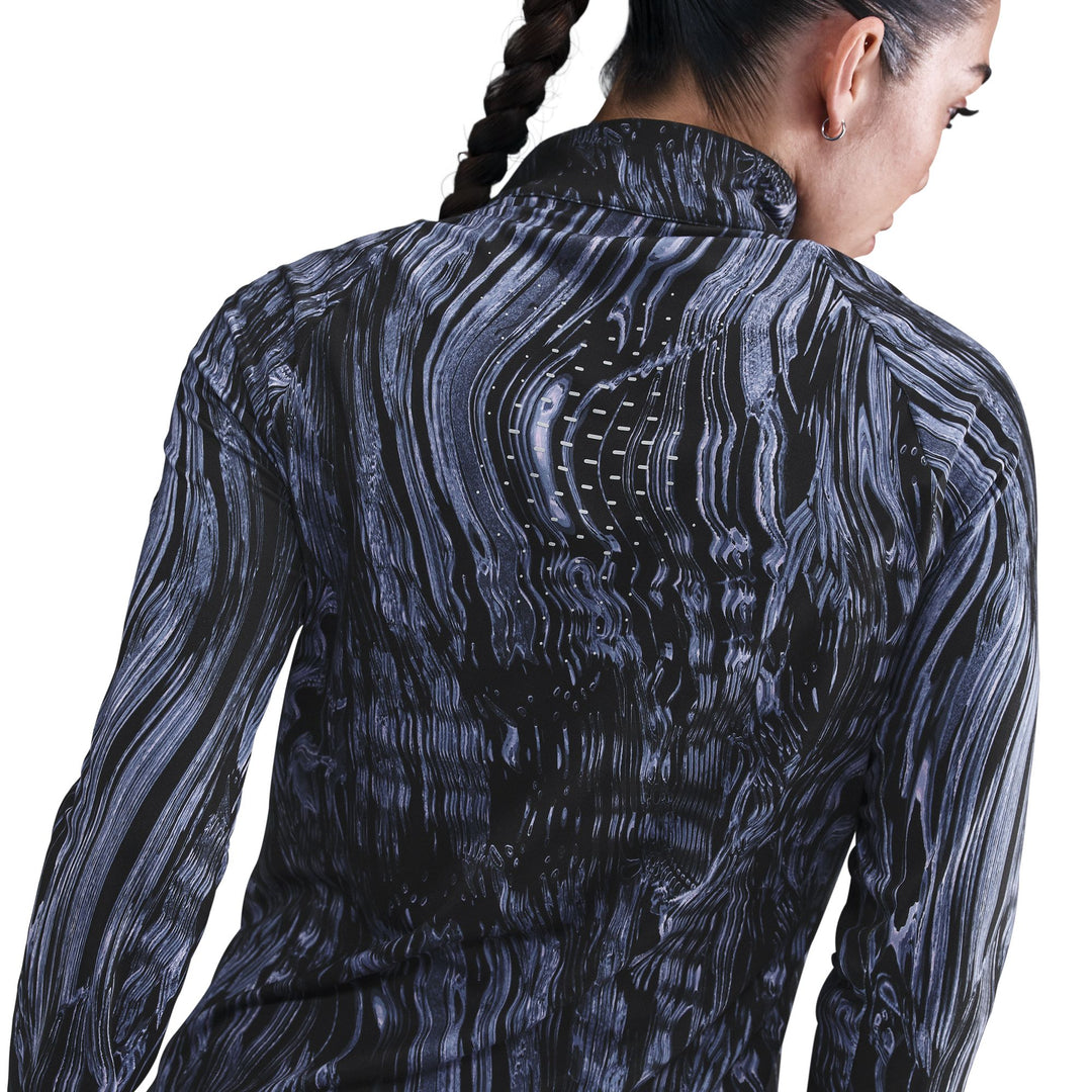 Nike Swift Womens Dri-FIT UV 1/2 Zip Printed Top - World Indigo/Reflective Silver - HO25