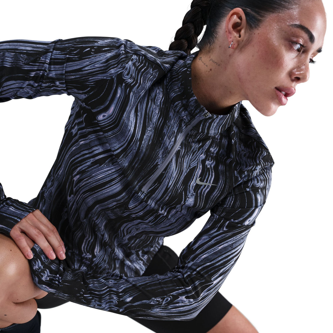 Nike Swift Womens Dri-FIT UV 1/2 Zip Printed Top - World Indigo/Reflective Silver - HO25