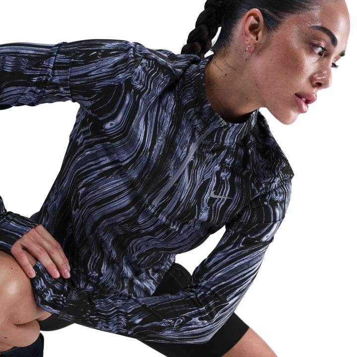 Nike Swift Womens Dri-FIT UV 1/2 Zip Printed Top - World Indigo/Reflective Silver - HO25