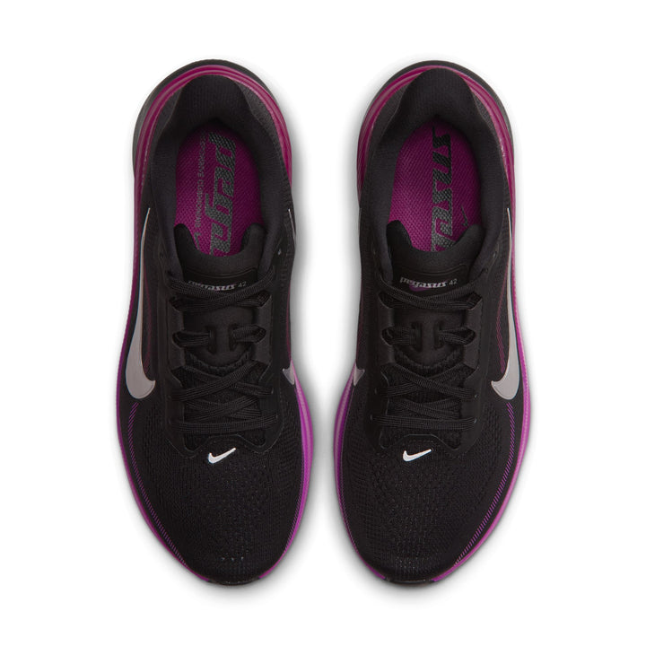 Nike Womens Pegasus 42 -  Black/Metallic Silver/Vivid Purple - Neutral - HO26