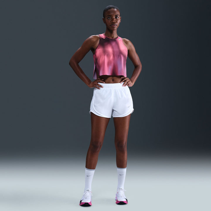 Nike Womens Faith Kipyegon Aeroswift Dri-FIT ADV Cropped Running Tank Top - Rush Fuchsia/Burgundy Crush/Green Sock