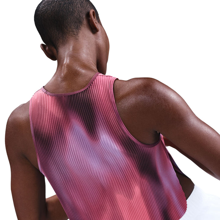 Nike Womens Faith Kipyegon Aeroswift Dri-FIT ADV Cropped Running Tank Top - Rush Fuchsia/Burgundy Crush/Green Sock
