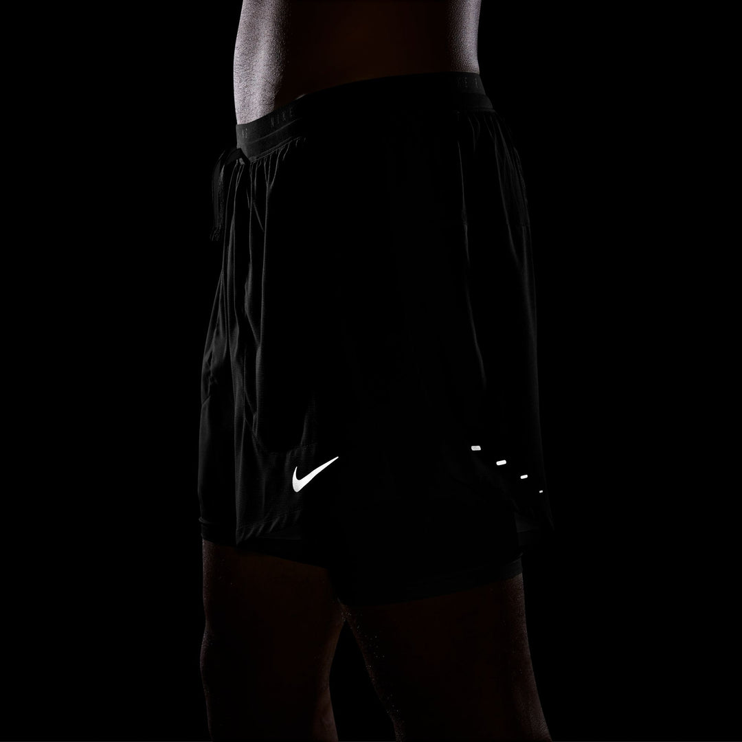 Short Nike Dri-FIT 5" Hybrid Stride pour hommes - Noir/Argent réfléchissant
