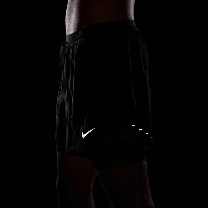 Short Nike Dri-FIT 5" Hybrid Stride pour hommes - Noir/Argent réfléchissant