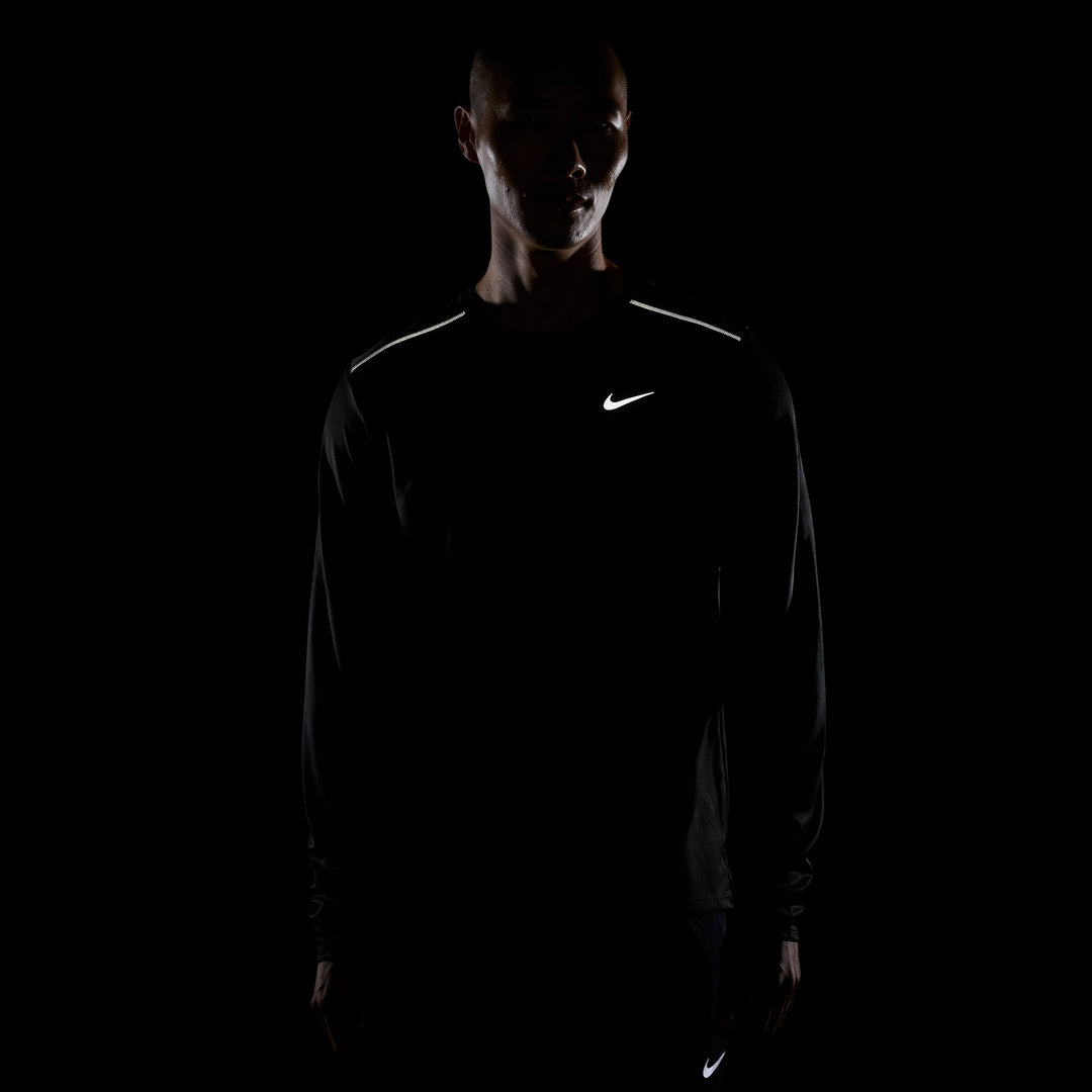 Nike Mens Miler Dri-FIT L/S Running Top - Black/Reflective Silver - SP26