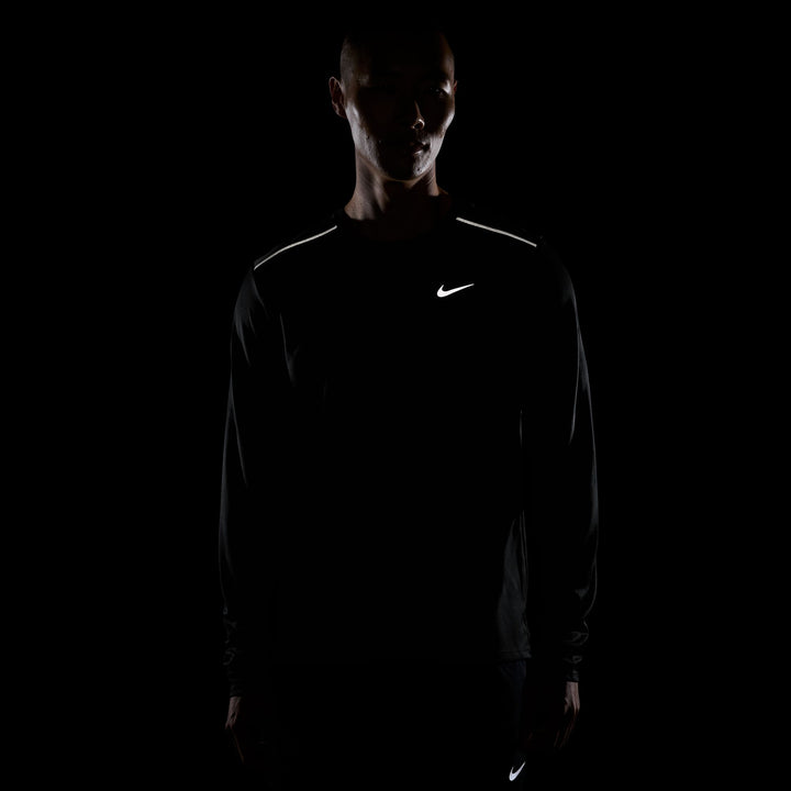 Nike Mens Miler Dri-FIT L/S Running Top - Black/Reflective Silver - SP26