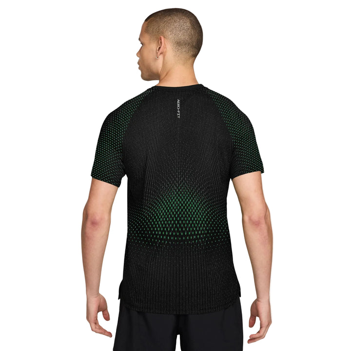 Nike Mens Aero-FIT Short Sleeve Running Tee - Black/Light Green Spark/Reflective Silver - SU26