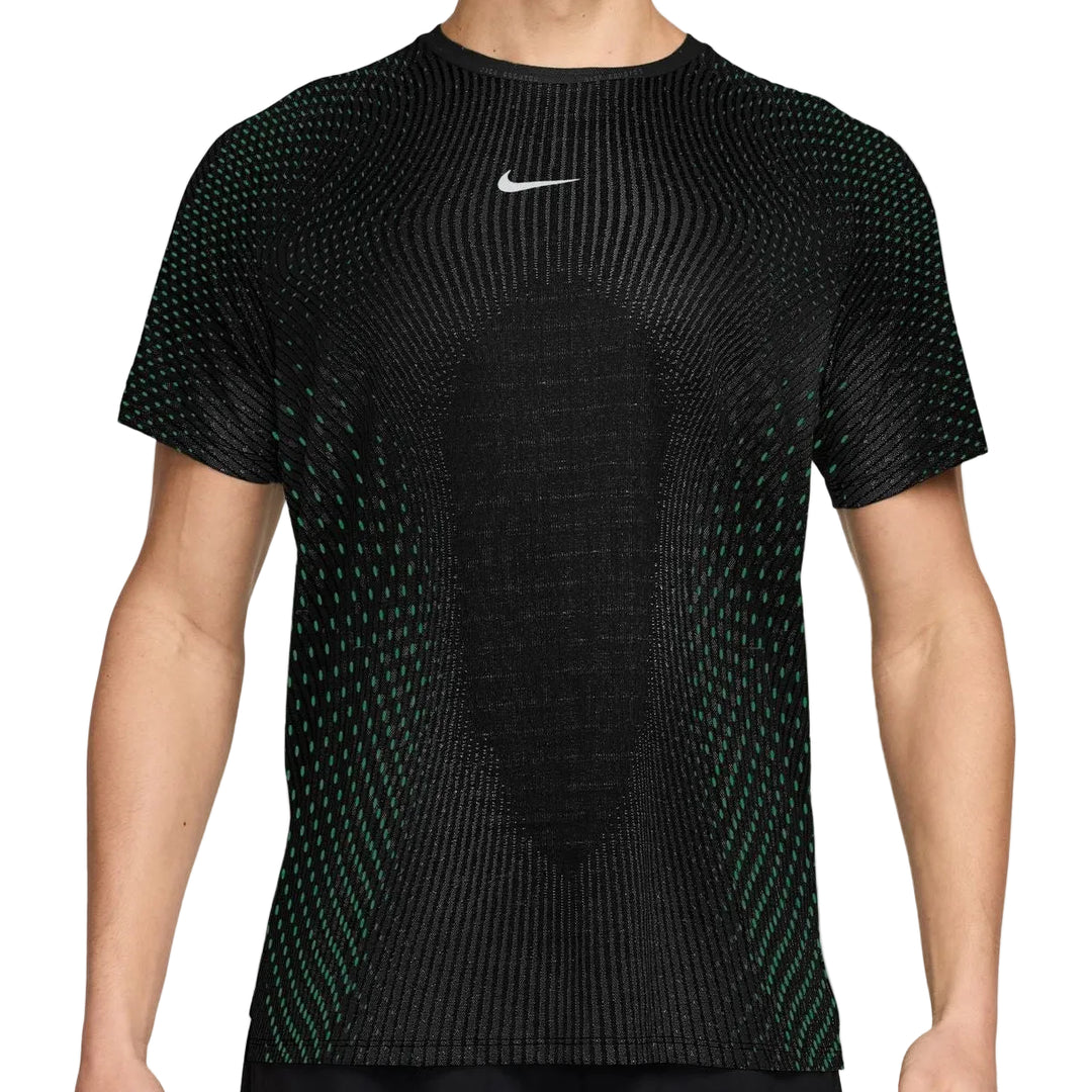 Nike Mens Aero-FIT Short Sleeve Running Tee - Black/Light Green Spark/Reflective Silver - SU26