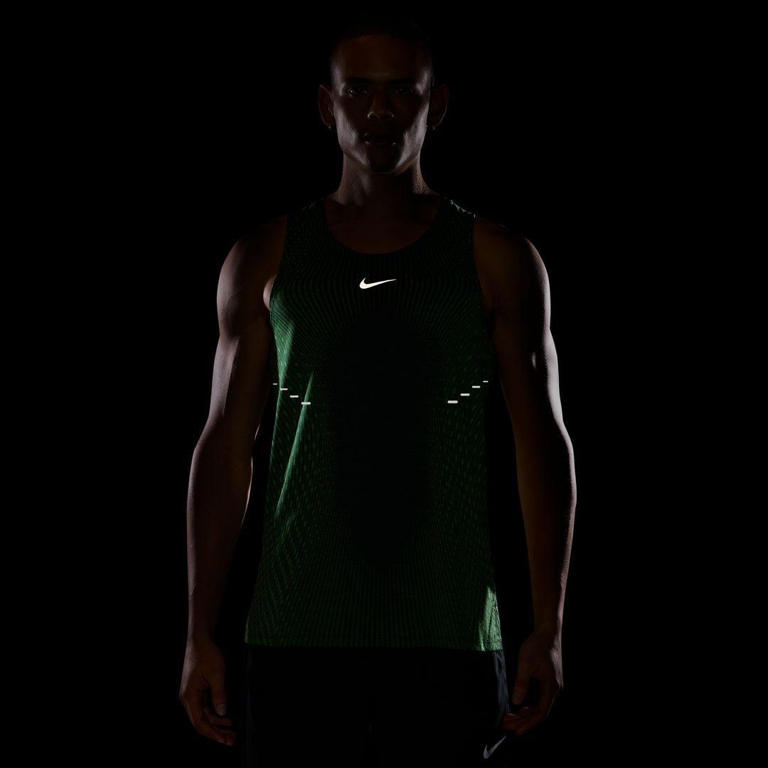 Nike Mens Stride Aero-FIT Running Tank - Black/Light Green Spark/Reflective Silver - SP26
