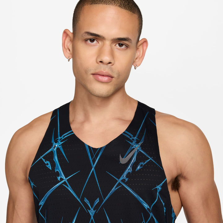 Nike Mens AeroSwift Dri-FIT ADV Printed Running Singlet - Black/White - SU26