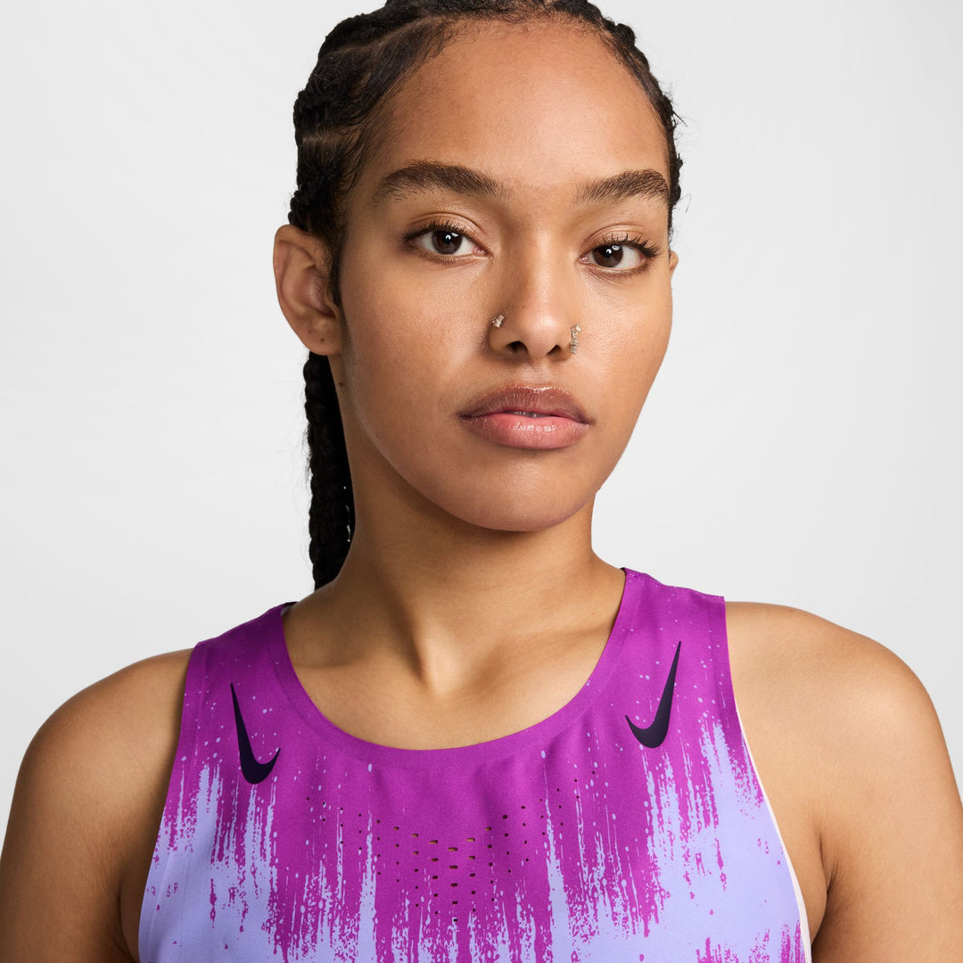 Nike Womens Dri-FIT ADV Cropped Running AeroSwift Tank Top - Vivid Purple/Purple Dynasty - HO26