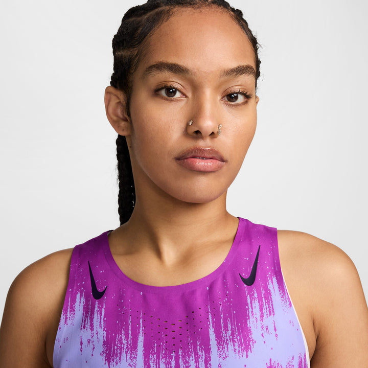 Nike Womens Dri-FIT ADV Cropped Running AeroSwift Tank Top - Vivid Purple/Purple Dynasty - HO26