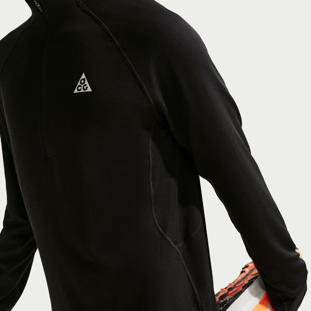 Nike Mens ACG Dri-FIT Mid-Layer 1/4 Zip Trail Running L/S Top - Black/Black