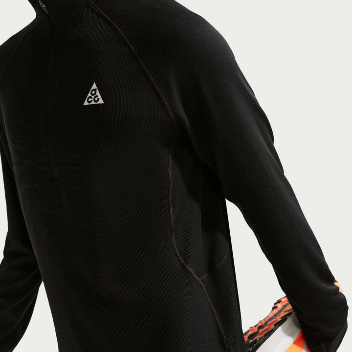Nike Mens ACG Dri-FIT Mid-Layer 1/4 Zip Trail Running L/S Top - Black/Black