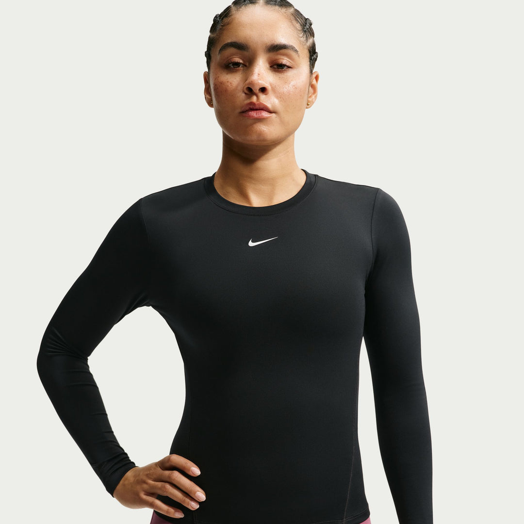 Nike One Womens Fitted Dri-FIT L/S Top - Black/White - FA26