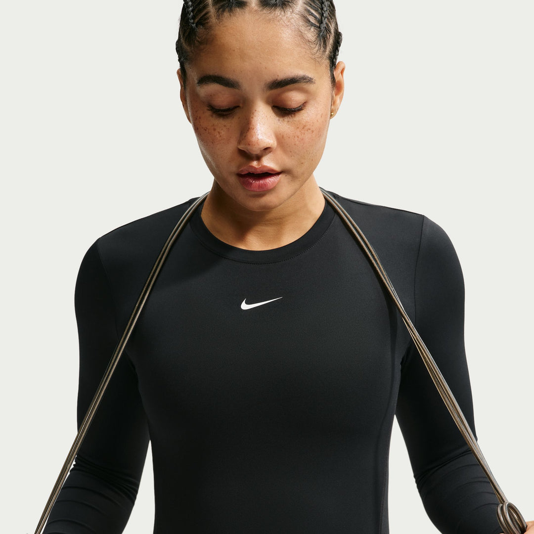 Nike One Womens Fitted Dri-FIT L/S Top - Black/White - FA26