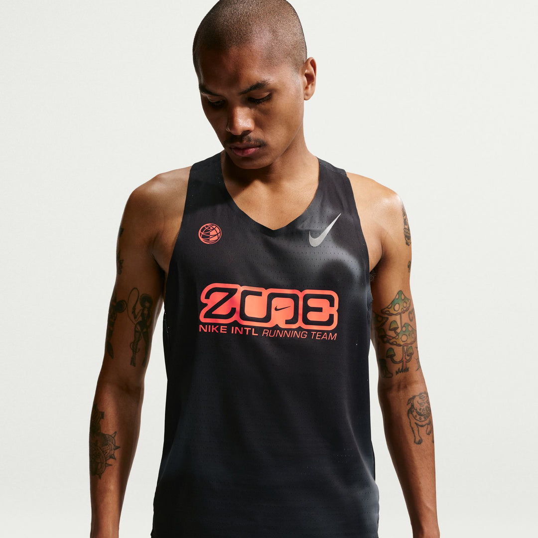 Nike Mens AeroSwift Dri-FIT ADV Running Singlet - Black/Dark Smoke Grey/Bright Crimson - SP26