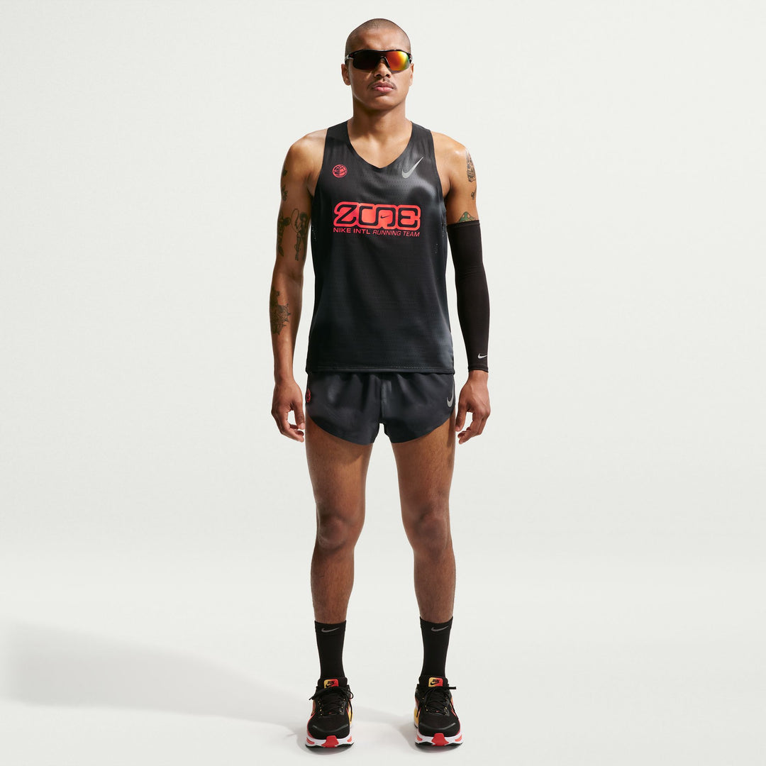 Nike Mens Dri-FIT 2" Brief-Lined AeroSwift Short - Black/Dark Smoke Grey/Bright Crimson - SP26