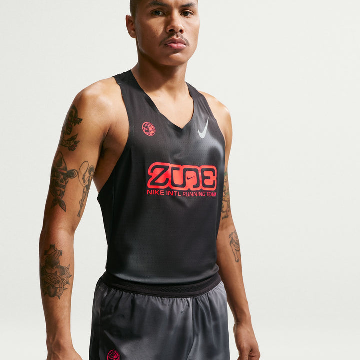 Nike Mens Dri-FIT 2" Brief-Lined AeroSwift Short - Black/Dark Smoke Grey/Bright Crimson - SP26