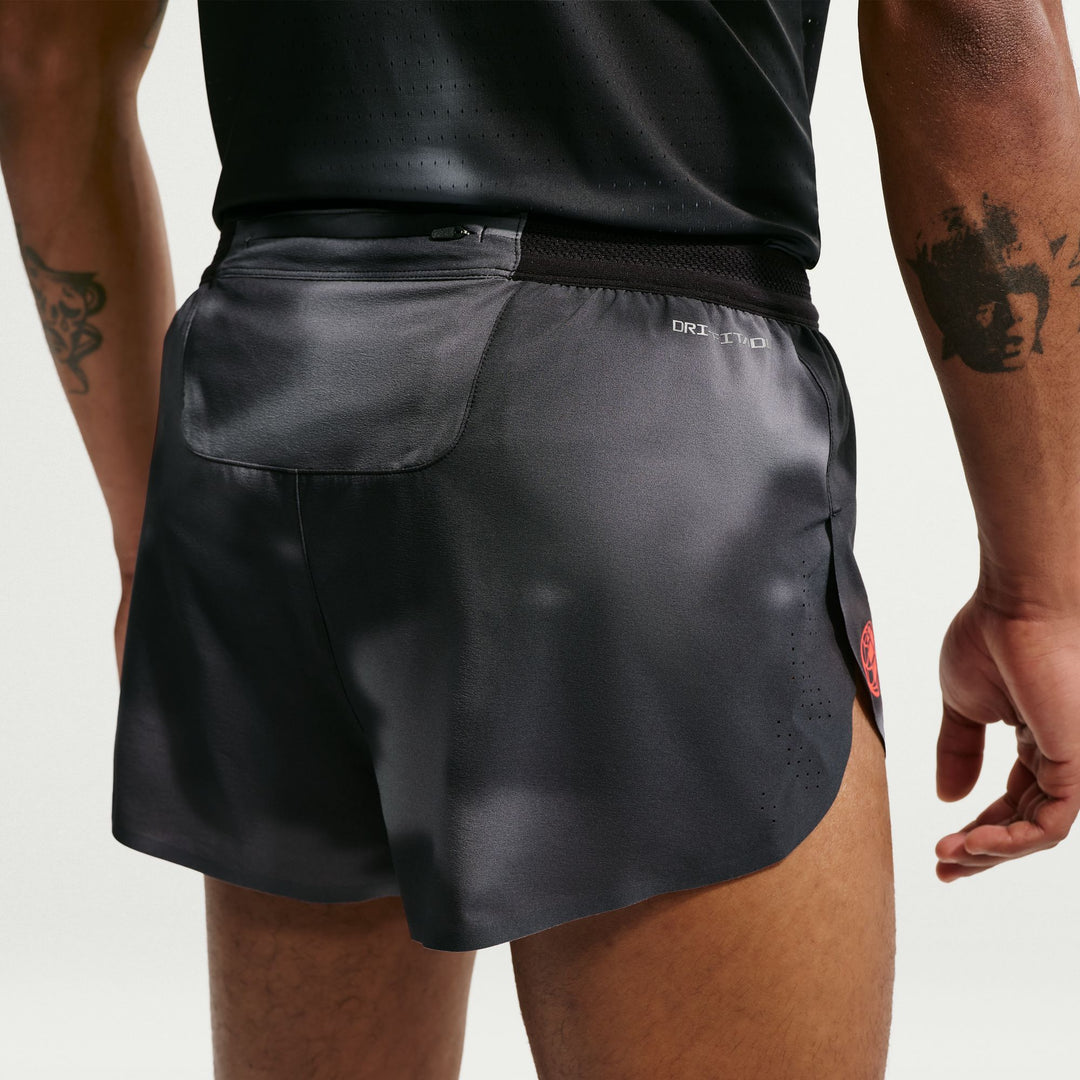 Nike Mens Dri-FIT 2" Brief-Lined AeroSwift Short - Black/Dark Smoke Grey/Bright Crimson - SP26
