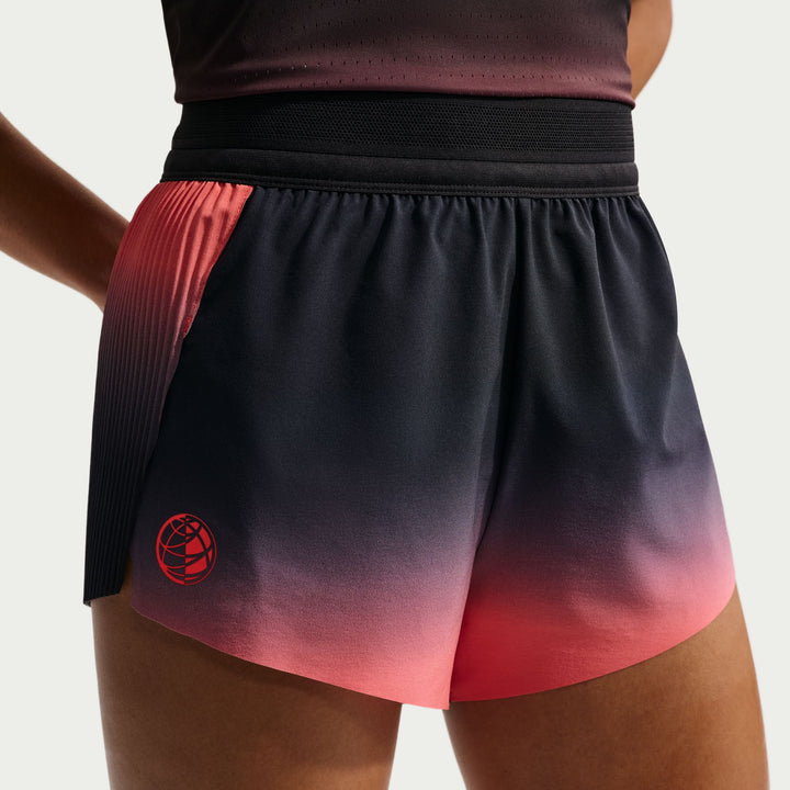 Nike Womens Dri-FIT ADV Brief-Lined 3" AeroSwift Shorts - Black/Bright Crimson/Metallic Silver - SP26