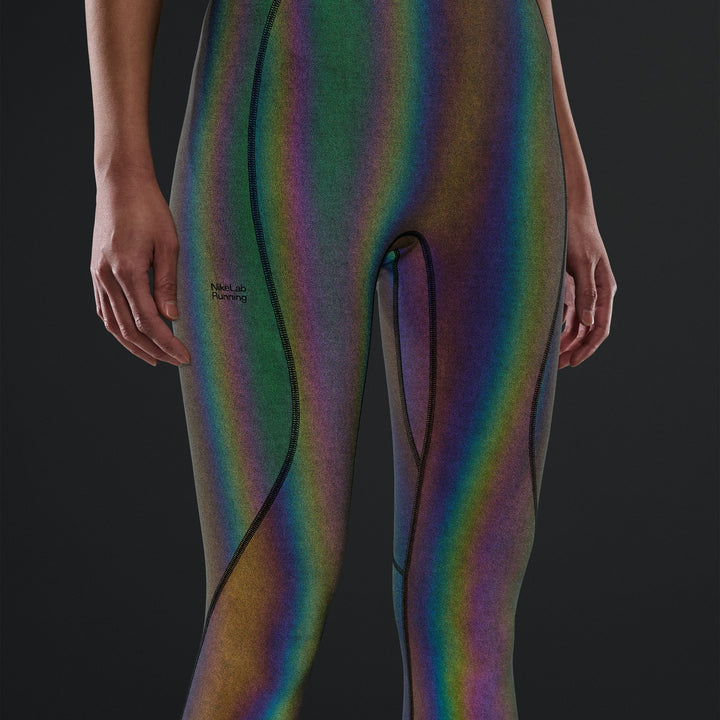 Nike Womens NikeLab High-Waisted Running Flash Leggings - Rainbow/Black - HO26