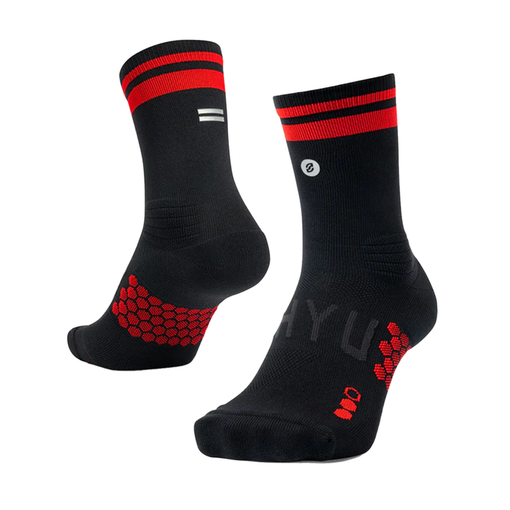 SHYU Racing Half Crew Socks - Black/Red/Red