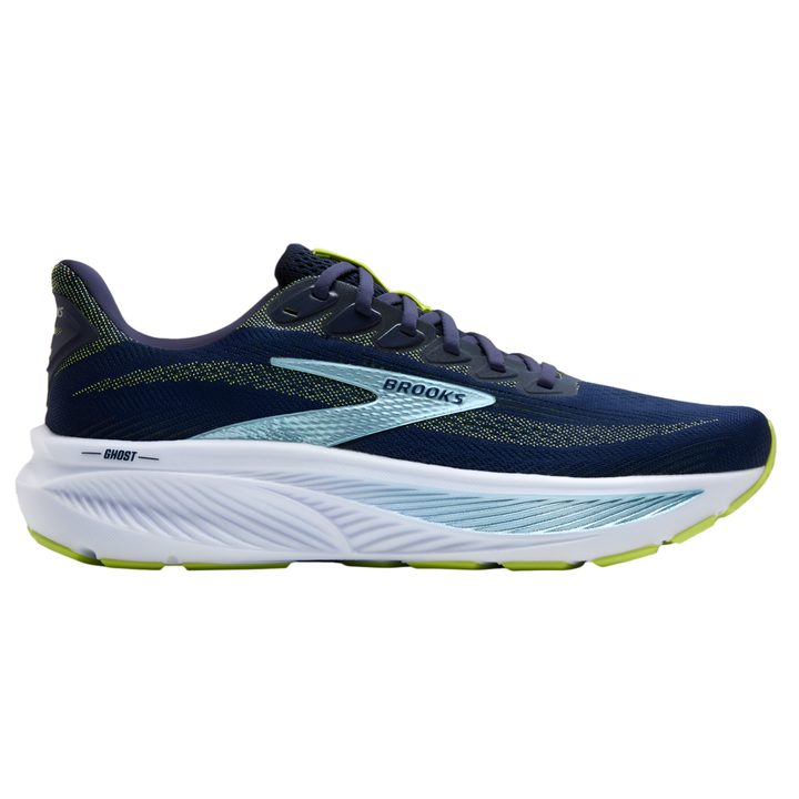 Brooks Mens Ghost 17 Narrow - B Width - Peacoat/Lime/Blue - Neutral - AW25