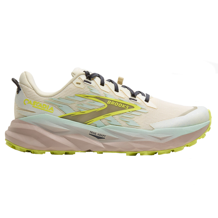 Brooks Womens Cascadia 19 Wide - D Width - Coconut/Misty Blue/Ebony - Trail - AW25