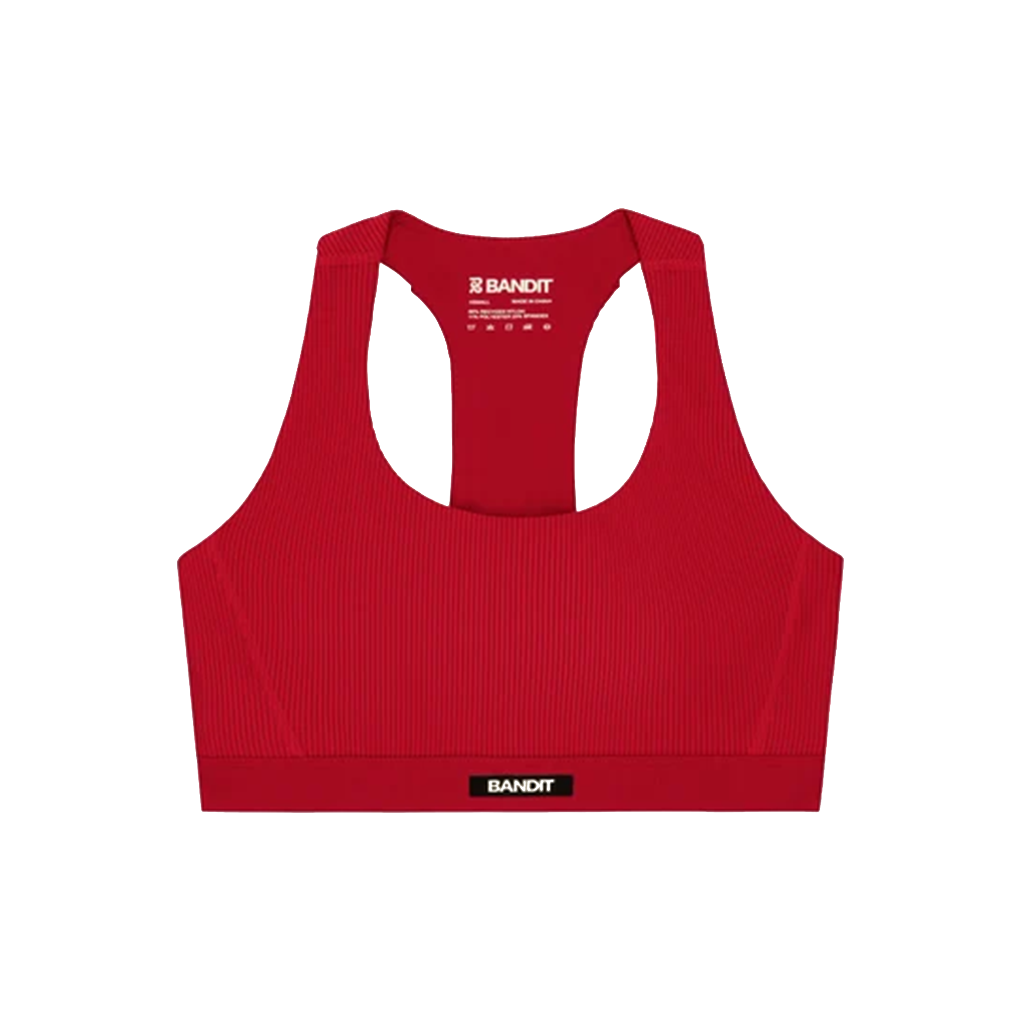 Bandit Womens Striped Cadence Scoop Neck T-Back Run Bra - Oxide Red/Signal Red - AW26