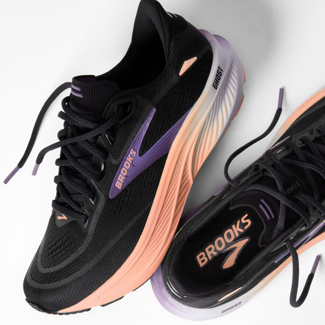 Brooks Womens Ghost 18 - Black/Mulled Grape/Peach - Neutral - AW26