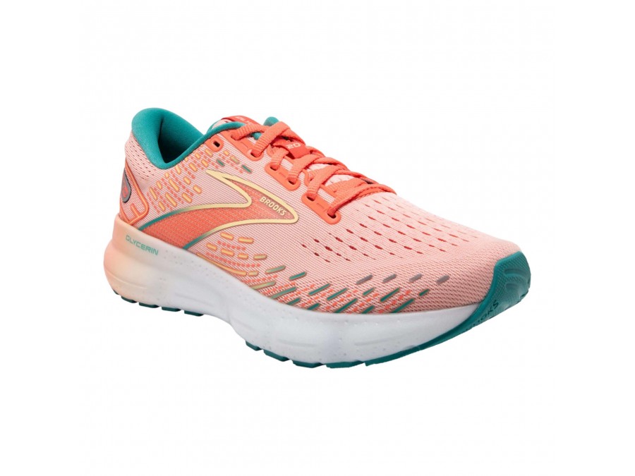 Brooks Womens Glycerin 20 - Tropical Peach/Fusion Coral/Latigo Bay - Neutral