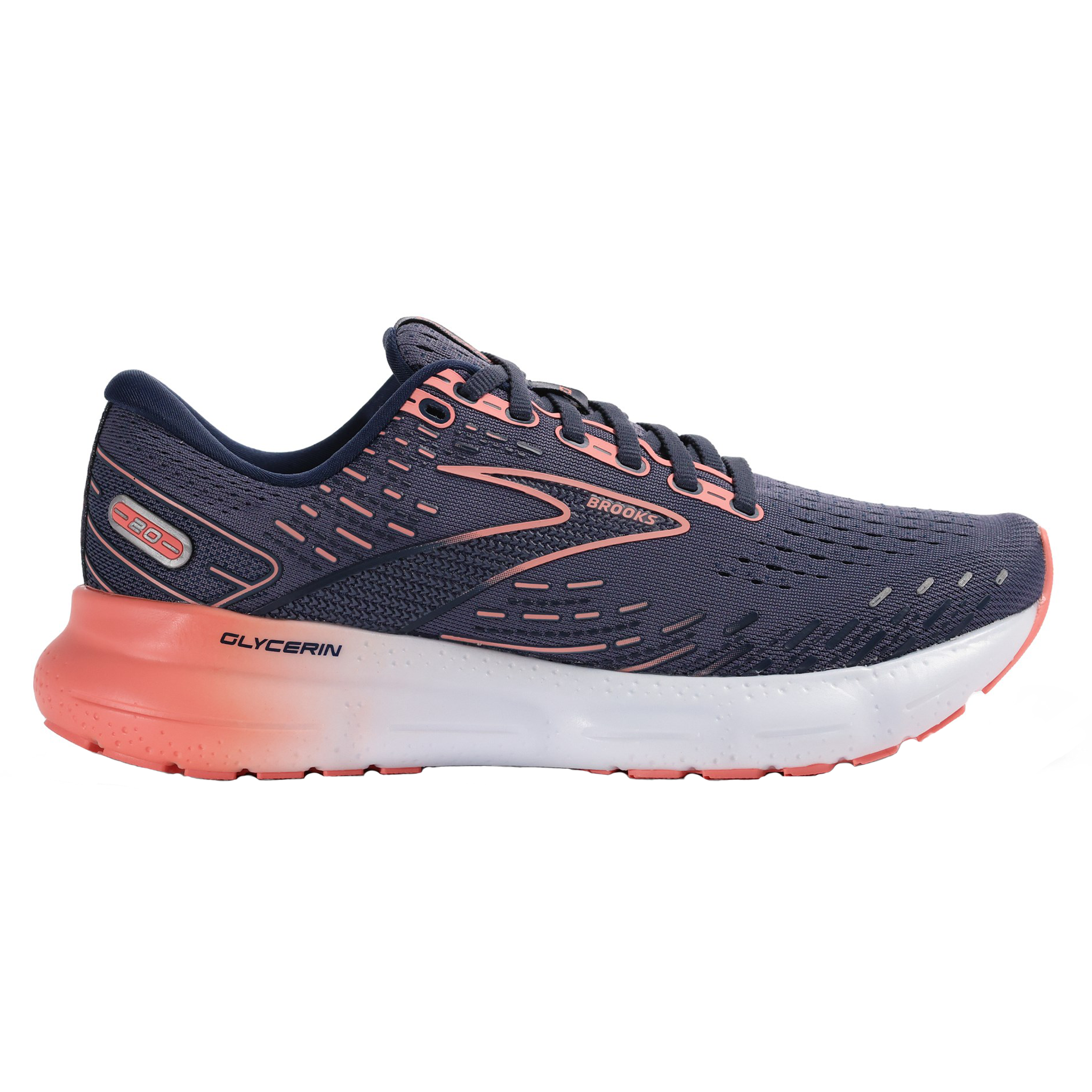 Brooks Womens Glycerin 20 Tropical Peach Fusion Coral Latigo Bay
