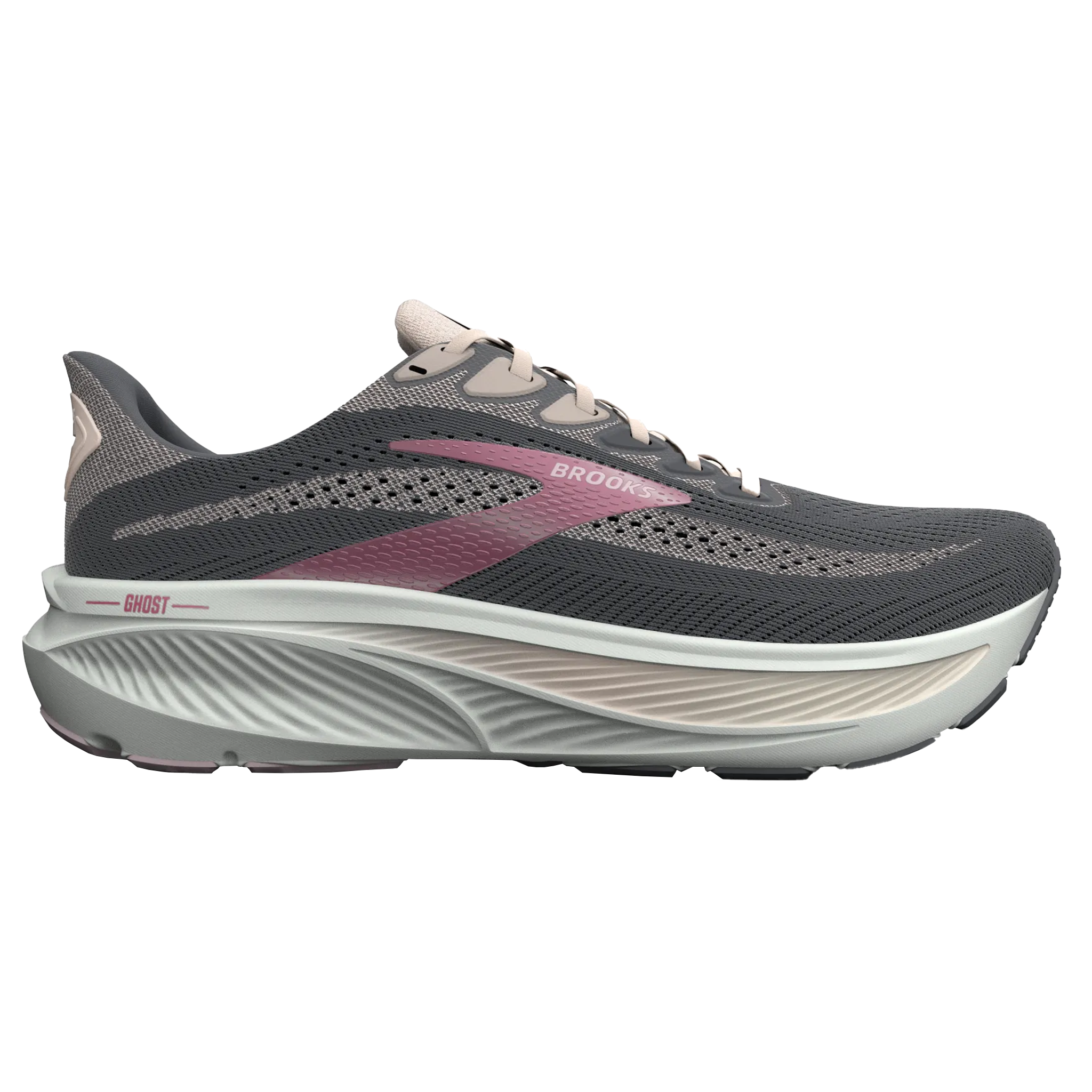 Brooks Womens Ghost 17 - Poppy Seed/Pink/Bluewash - Neutral - SS26