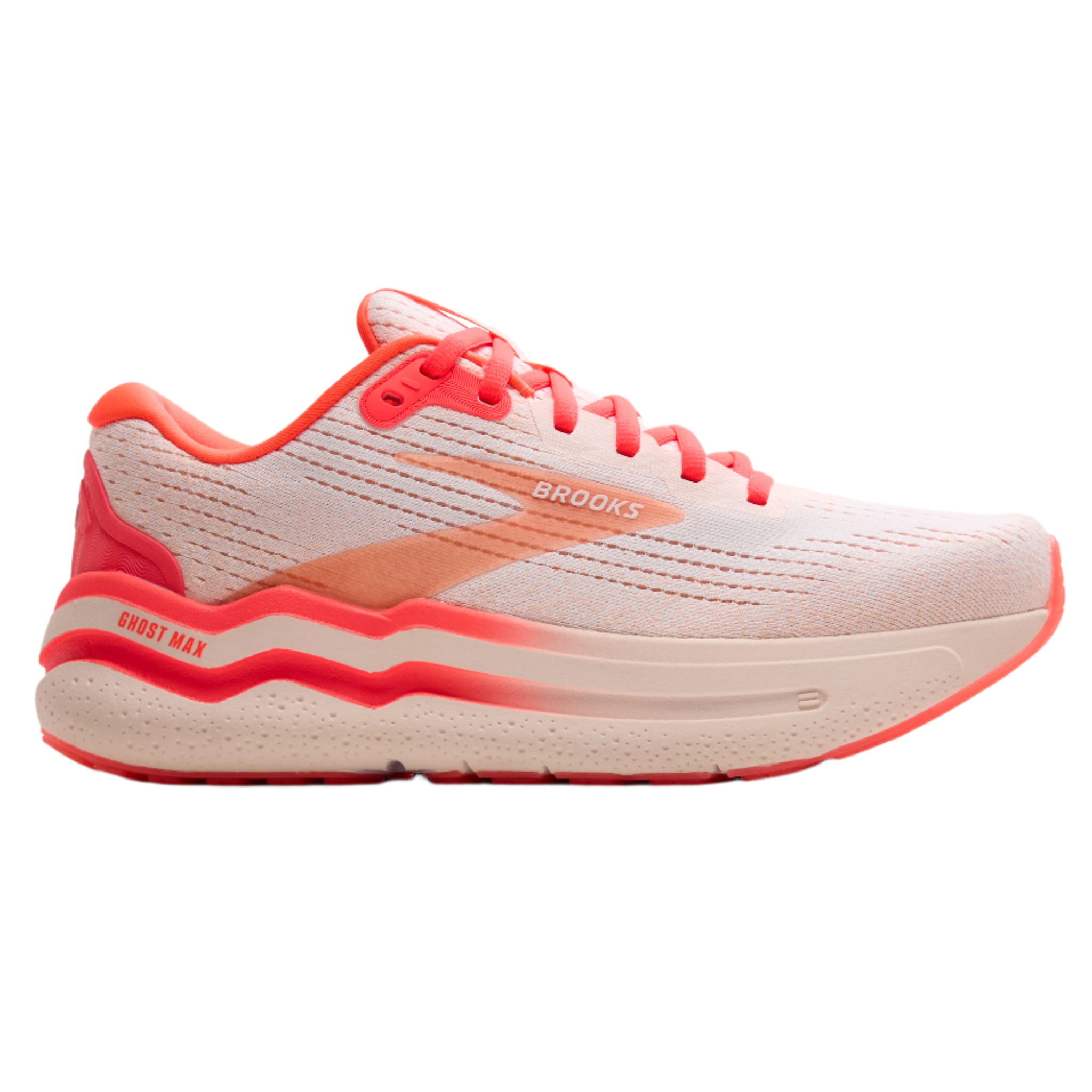 Brooks Womens Ghost Max 2 - White/Peach/Coral - Neutral - SS25