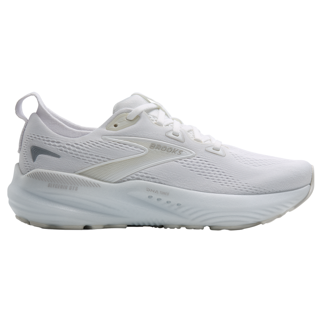 Brooks Womens Glycerin GTS 22 - White/White/Grey - Stability - SS25