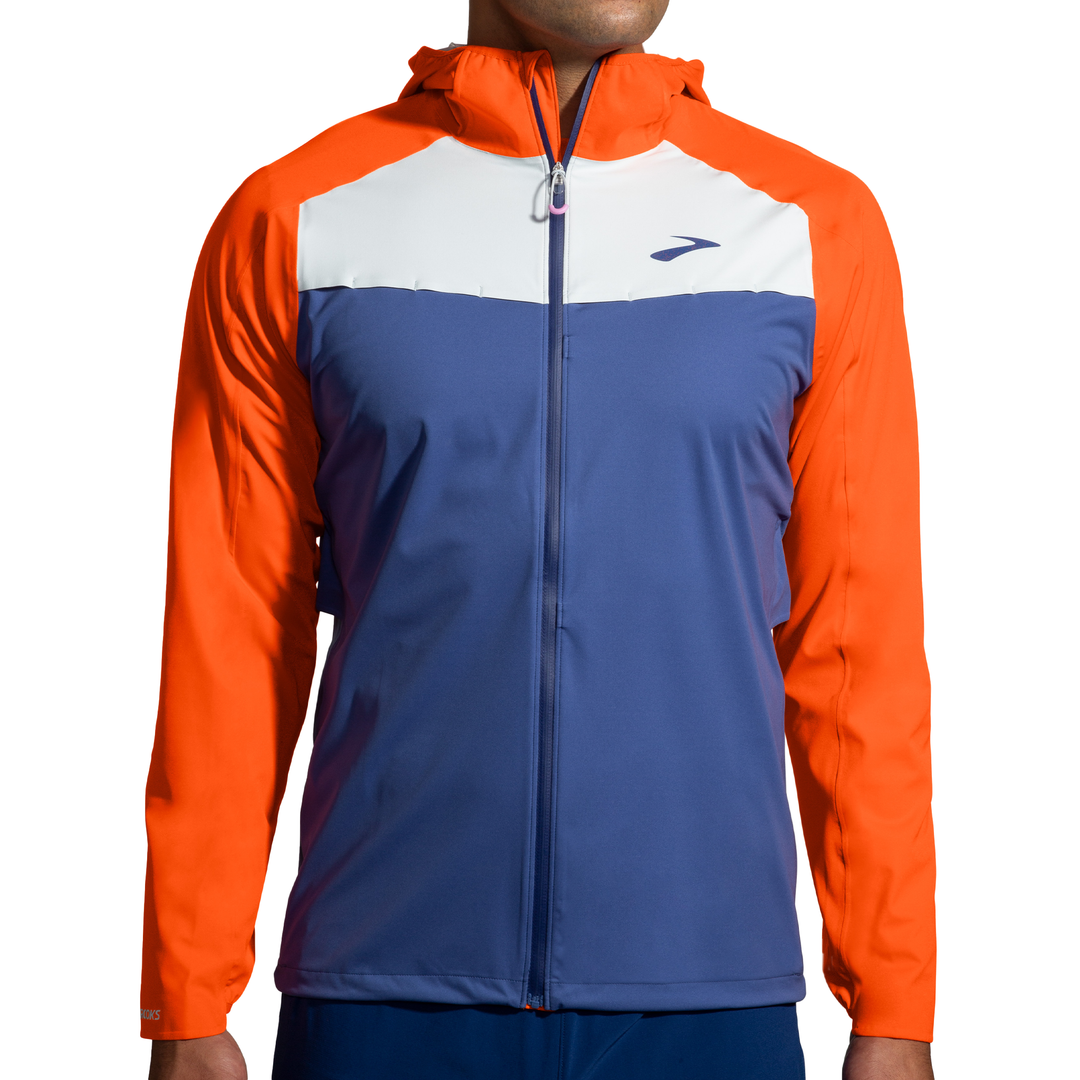 Brooks Mens High Point Waterproof Jacket Aegean Bright Orange Lt Sla Run North West