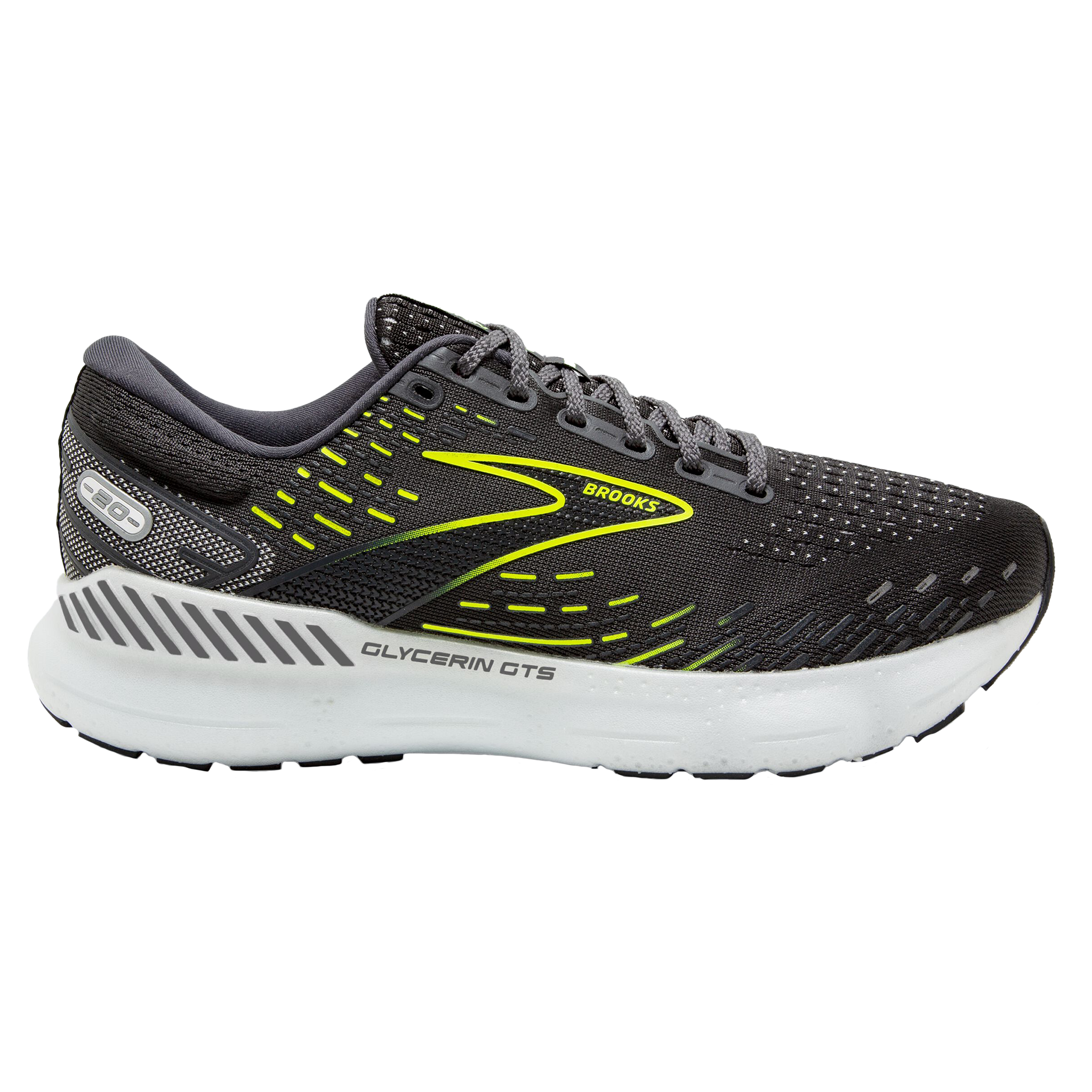 Brooks Mens Glycerin GTS 20 -  Ebony/White/Nightlife - Stability