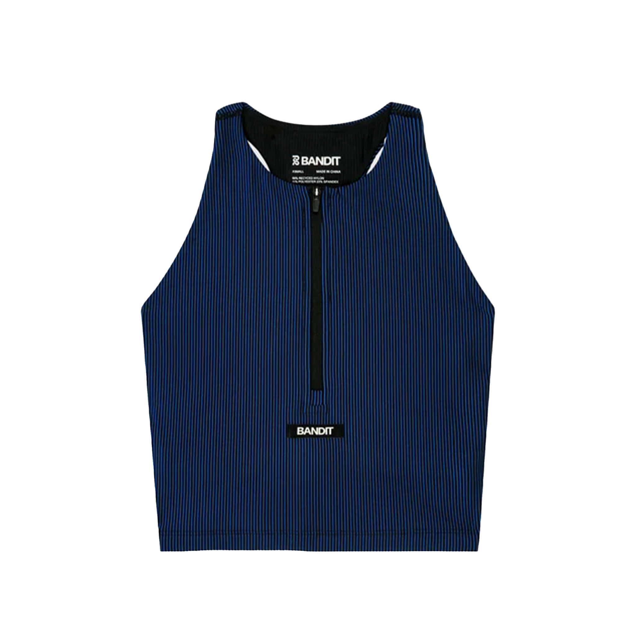 Bandit Women's Striped Cadence Zip Front Race Crop - Black/Bauhaus Blue - AW26