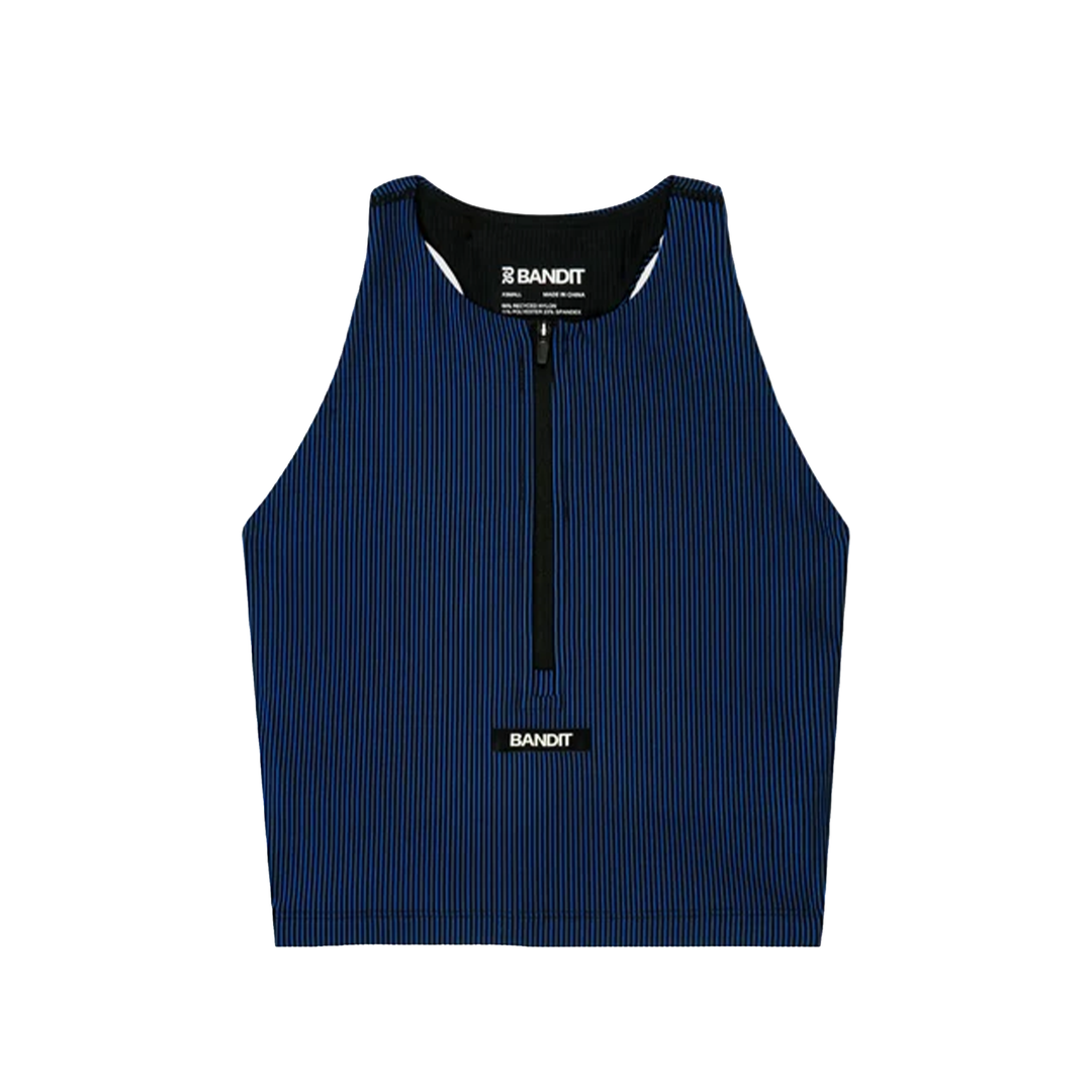 Bandit Women's Striped Cadence Zip Front Race Crop - Black/Bauhaus Blue - AW26