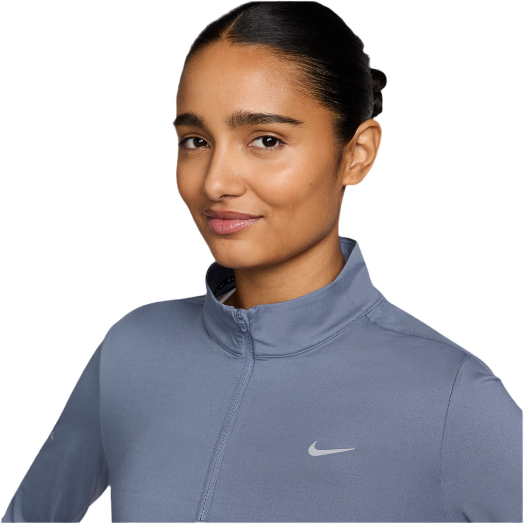 Nike Womens Dri-FIT UV 1/4 Zip L/S Swift Tee - World Indigo/Reflective Silver - HO25